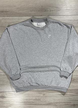 Оверсайз кофта світшот джимшарк gymshark crest oversized sweatshirt grey, l, оригінал