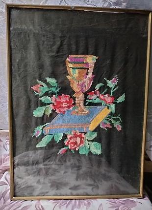 Картина, ручная вышивка крестом, усср.