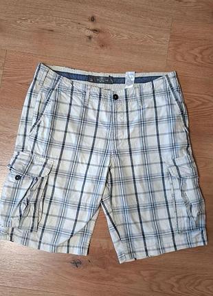 Шорти чоловічі карго білі клітка літні logg h&m, розмір xl