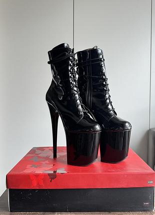 Pleaser flamingo-1020, лакові чорні ботиночки pleaser, 38 розмір