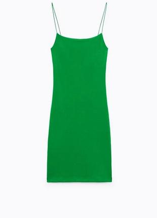 Шикарна коротка сукня у рубчик на бретельках zara