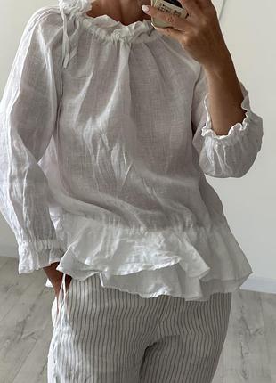 Блуза сорочка з льону zara