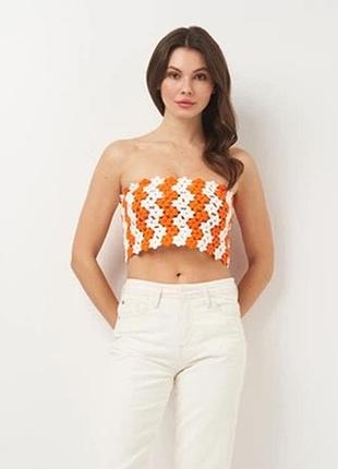 Яскравий вʼязаний топ бандо zara s 🛍️1+1=3🛍️