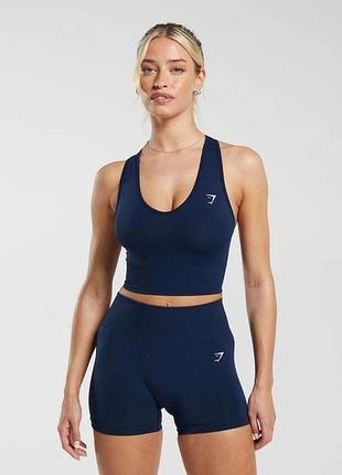 Спортивний темно-синій топ gymshark xs b7a3h 🛍️1+1=3🛍️