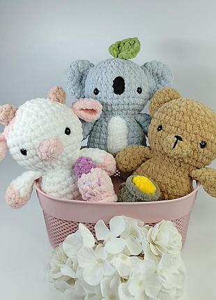 В'язана плюшева іграшка корівка / коала / ведмедик 🐻 м'який амігурумі (18 см)