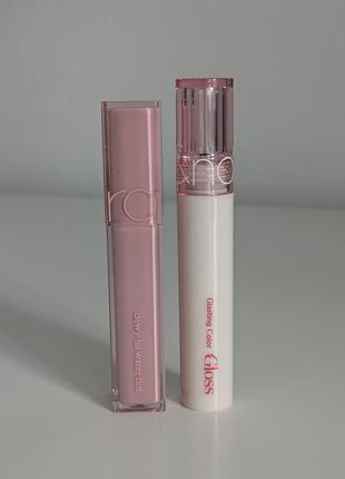 Корейские тент + блеск rom&amp;nd dewyful water tint 13 custard mauve + glasting color gloss 08 cherry up
