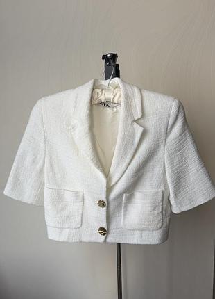 Жакет zara твідовий білий | xs