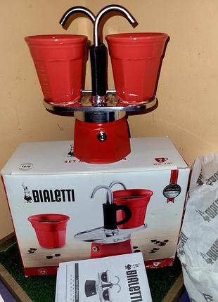 Новый подарочный набор bialetti mini express red + 2 чашки (италия)