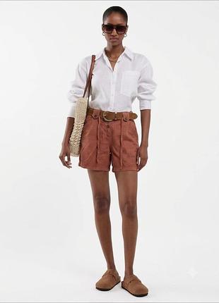 Стильні лляні шорти терракотового кольору the collection (debenhams),  розмір м