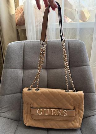 Сумка guess бежева карамельна