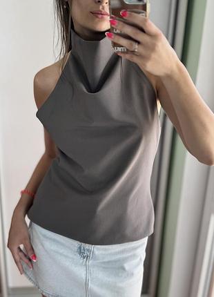 Топ халтер zara хакі колір новий з відкритою спиною