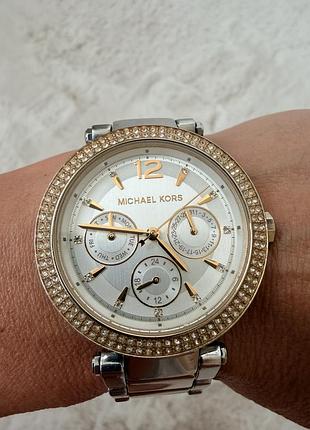 Оригінальний годинник michael kors (біколор: сталь/золото + камінці)