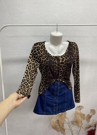 Shein лео лонг лонгслів в анімалістичний принт гольф кофтинка