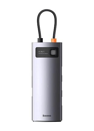 Usb-хаб baseus metal gleam series 4-in-1 multifunctional type-c hub docking station gray（type-c to usb3.0*4）
