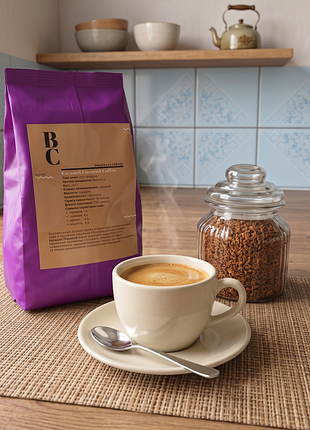 Кофе растворимый brazilian coffee caramel flavored 100% робуста, карамель, 500 г
