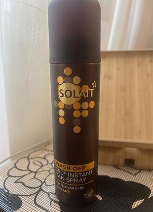 Solait wash off instant tan spray, засіб для автозасмаги, який можна змити.спрей розроблений для використання як на обличчі, так і на тілі.