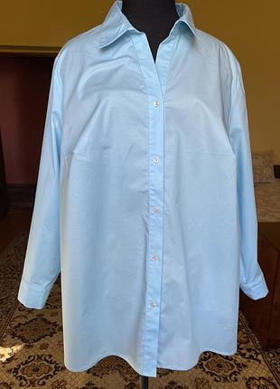 Рубашка оверсайз ulla popken (немечье) хлопковая, голубая (р. 62-64, 4xl-5xl) - идеальное состояние!