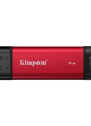 Портативний ssd kingston dual usb-a/c 1tb dual portable 1050mb/s usb 3.2 gen 2 red/black