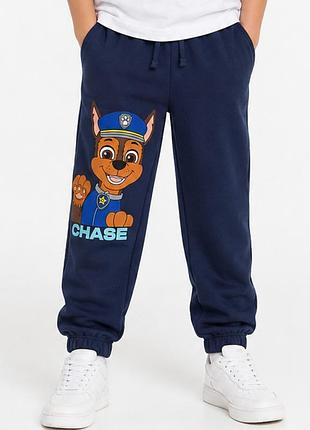 Спортивные штаны paw patrol chase для мальчика синие, хлопковые, с карманами, 122/128 см