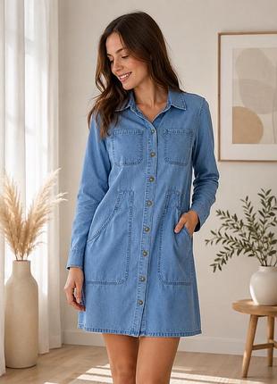 💙 джинсова сукня-сорочка asos denim 100% бавовна | розмір uk 4 (xs)