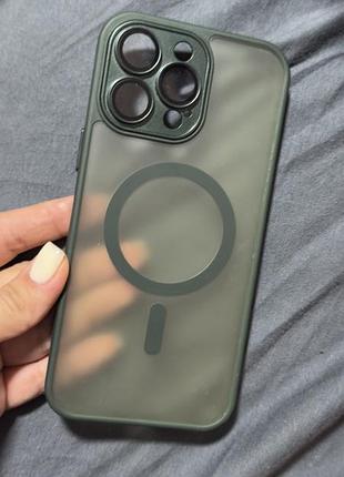 Матовий чохол magsafe для iphone 16 pro max / темно-зелений чохол айфон 16 про макс