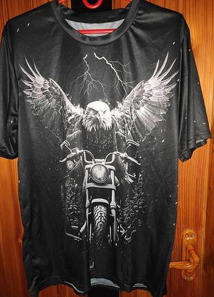 Стильна сток нова футболка орел з мотоциклом (feel the thunder) (rock eagle, total t-shirt),л