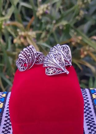 Пострадянський срібний комплект  "мушля " без каміння