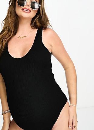 Купальник asos design amy для вагітних чорного кольору з гофрованим принтом xxl