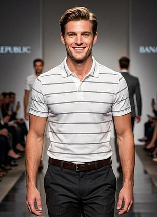 Футболка поло чоловіча banana republic, біла, xs, 100% бавовна