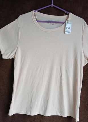 Футболка женская в рубчик, нежно розовая,  2xl, eur 50-52,  батл