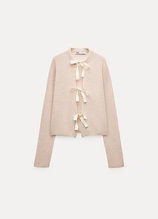 Вовняний кардиган з бантиками zara