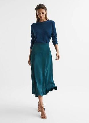 Reiss юбка миди бирюзовая летящая клёш вискоза