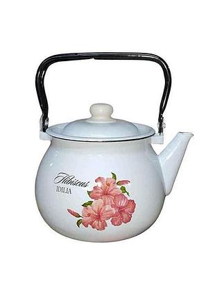 Чайник эмалированный 2.5л /2 гибискус идиллия (белая) i2710/2 тм idilia