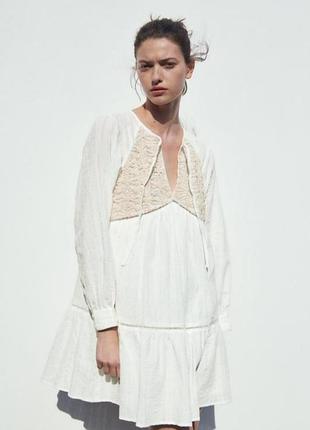 Летнее легкое белое платье zara