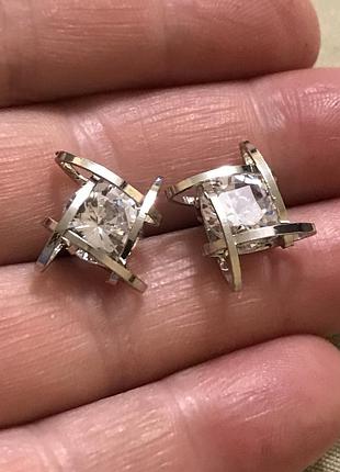 Сережки пусети сталь з кришталем