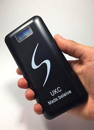 Павербанк 30000 mah ukc з lcd дисплеєм / потужний power bank чорний
