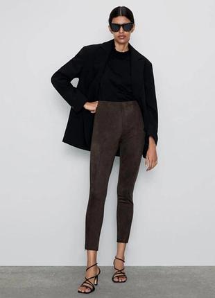 Трендові лосіни під замш колір оливка розмір м zara