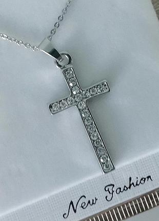 Цепочка и крестик с камнями fashion jewelry 45 см