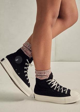 Converse chuck taylor all star sherpa  женские меховые кроссовки-кеды на платформе