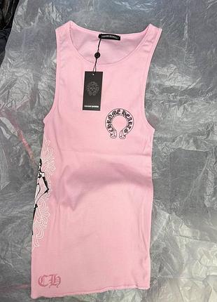 Майка chrome hearts рожева жіноча з принтом