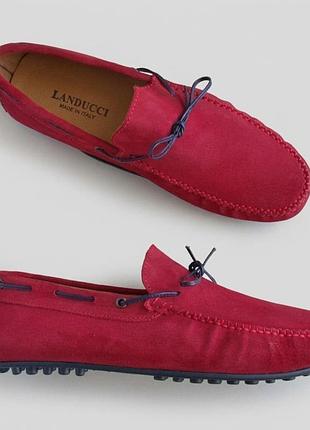Итальянские мужские замшевые красные мокасины landucci, 44р.