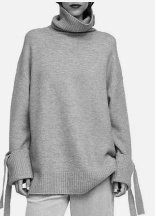 Трендовий сірий светр з горловиною розмір м л zara