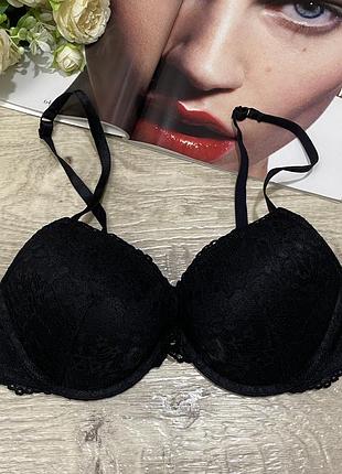 Черный кружевной бюстгальтер, лиф, бра h&m, р.75c-75d