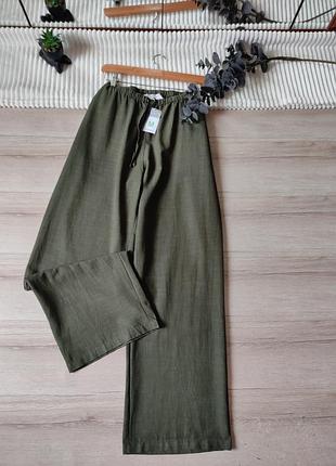 Новые широкие брюки на резинке из смеси вискозы, хлопка и льна primark