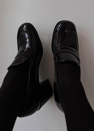 Лоферы massimo dutti натуральная кожа в стиле miu miu