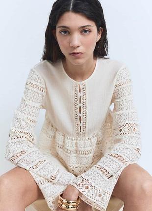 Новый кружевной топ кроше mango p m-l