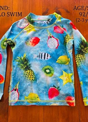 Детский солнцезащитный рашгард девочке  мальчику molo swim тропические фрукти 92/98 см 2-3 г