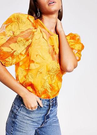 Блуза жіноча помаранчева напівпрозора з органзи river island