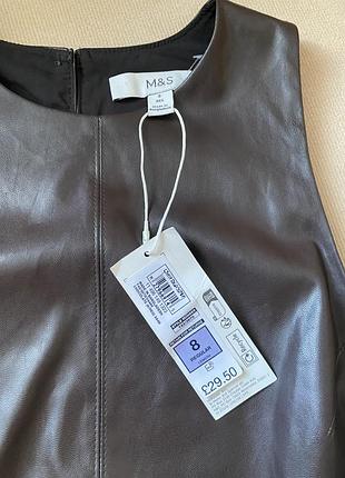 Топ m&s з екошкіри шоколадний новий з біркою uk 8