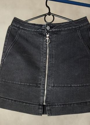 Jdy denim джинсова спідниця на блискавці спереду,колір асфальту, 36р